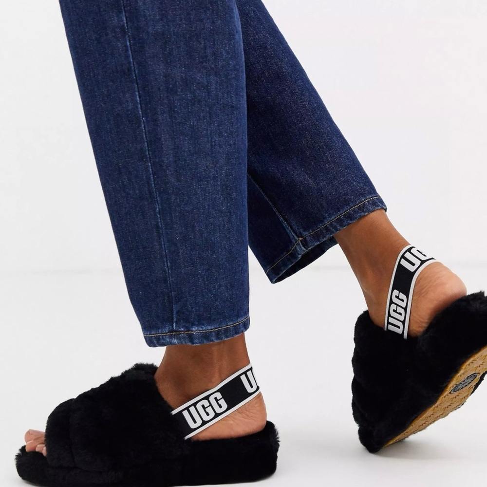 UGG Black slides sandals Sz 6 NWOB